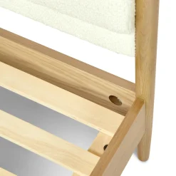Lenia Queen Upholstered Bed - White Oak and Lunaria White Bouclé