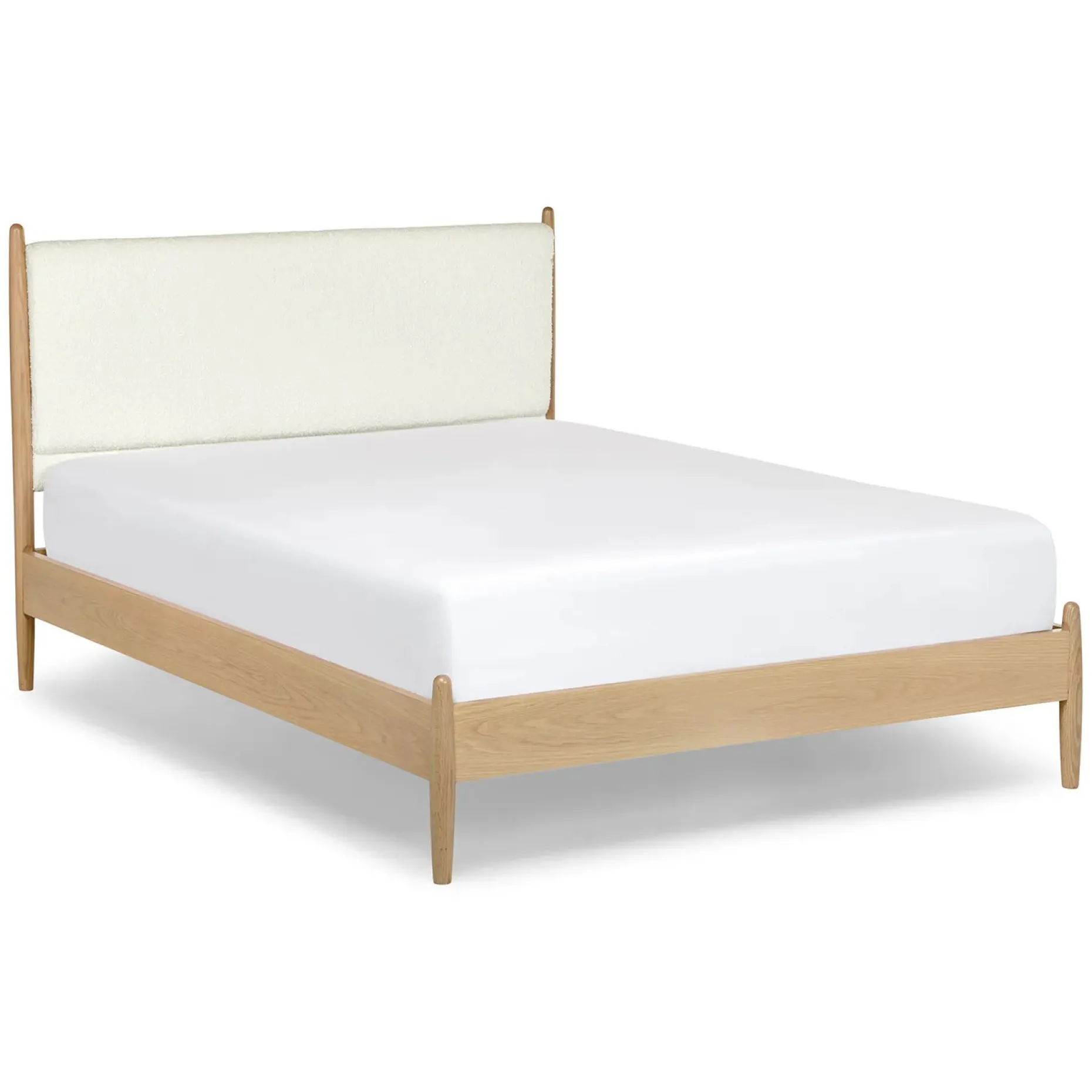 Lenia Queen Upholstered Bed - White Oak and Lunaria White Bouclé
