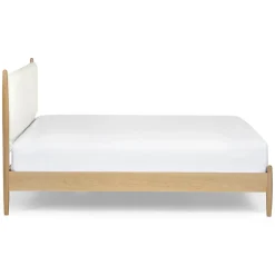 Lenia Queen Upholstered Bed - White Oak and Lunaria White Bouclé