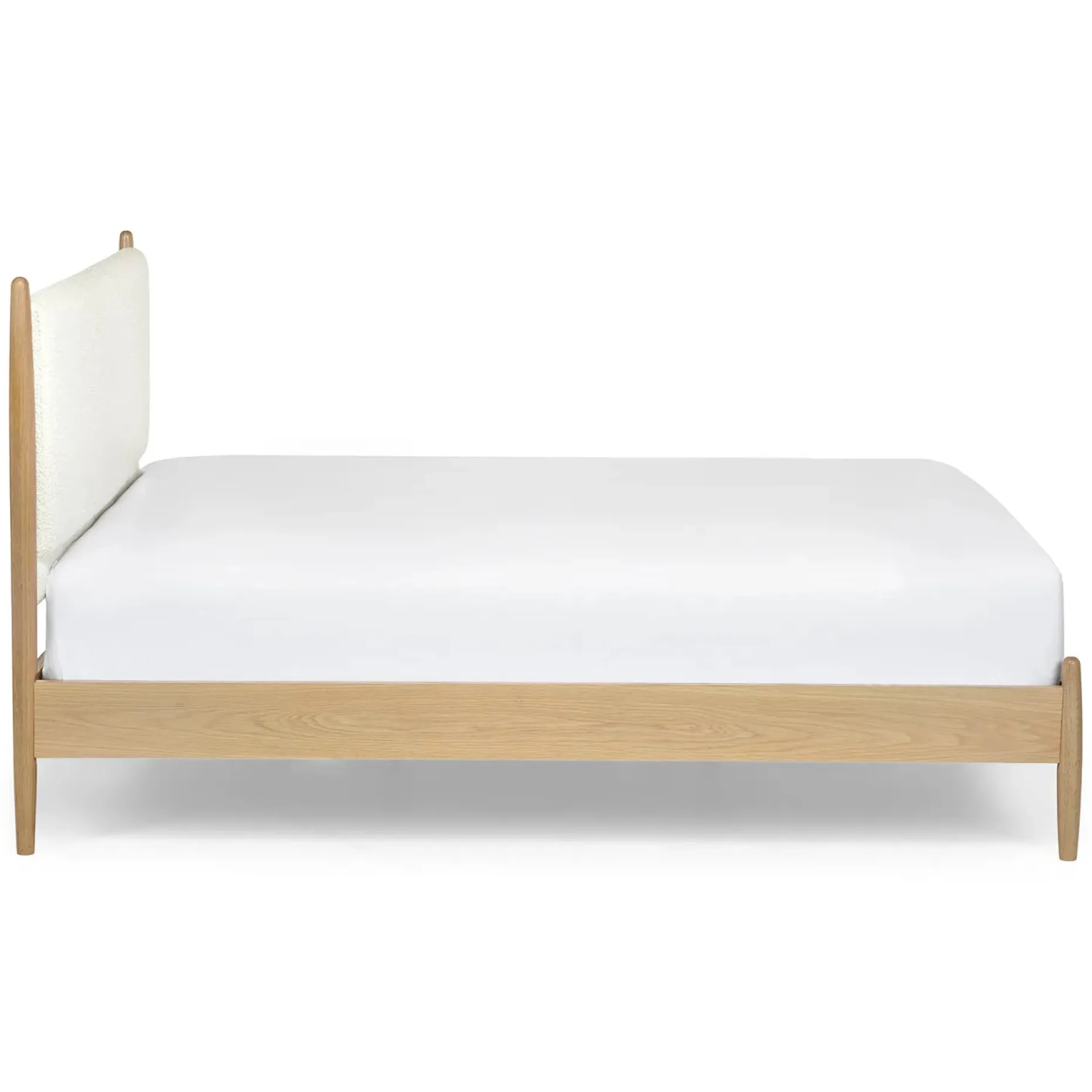 Lenia Queen Upholstered Bed - White Oak and Lunaria White Bouclé