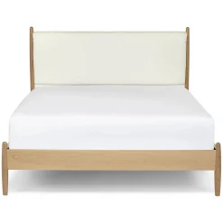 Lenia Queen Upholstered Bed - White Oak and Lunaria White Bouclé