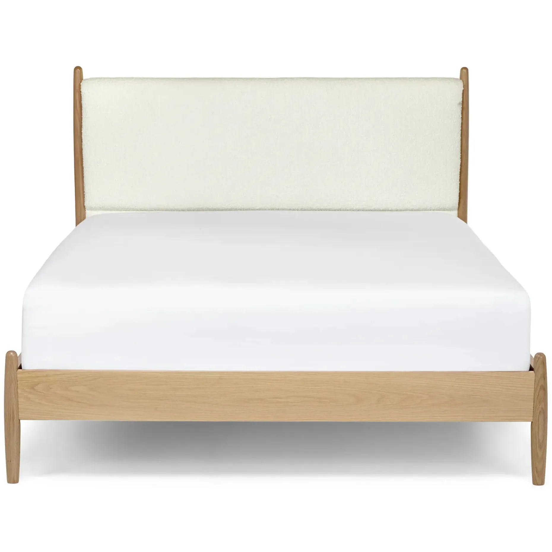 Lenia Queen Upholstered Bed - White Oak and Lunaria White Bouclé