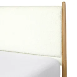 Lenia Queen Upholstered Bed - White Oak and Lunaria White Bouclé