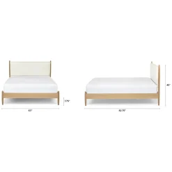 Lenia Queen Upholstered Bed - White Oak and Lunaria White Bouclé