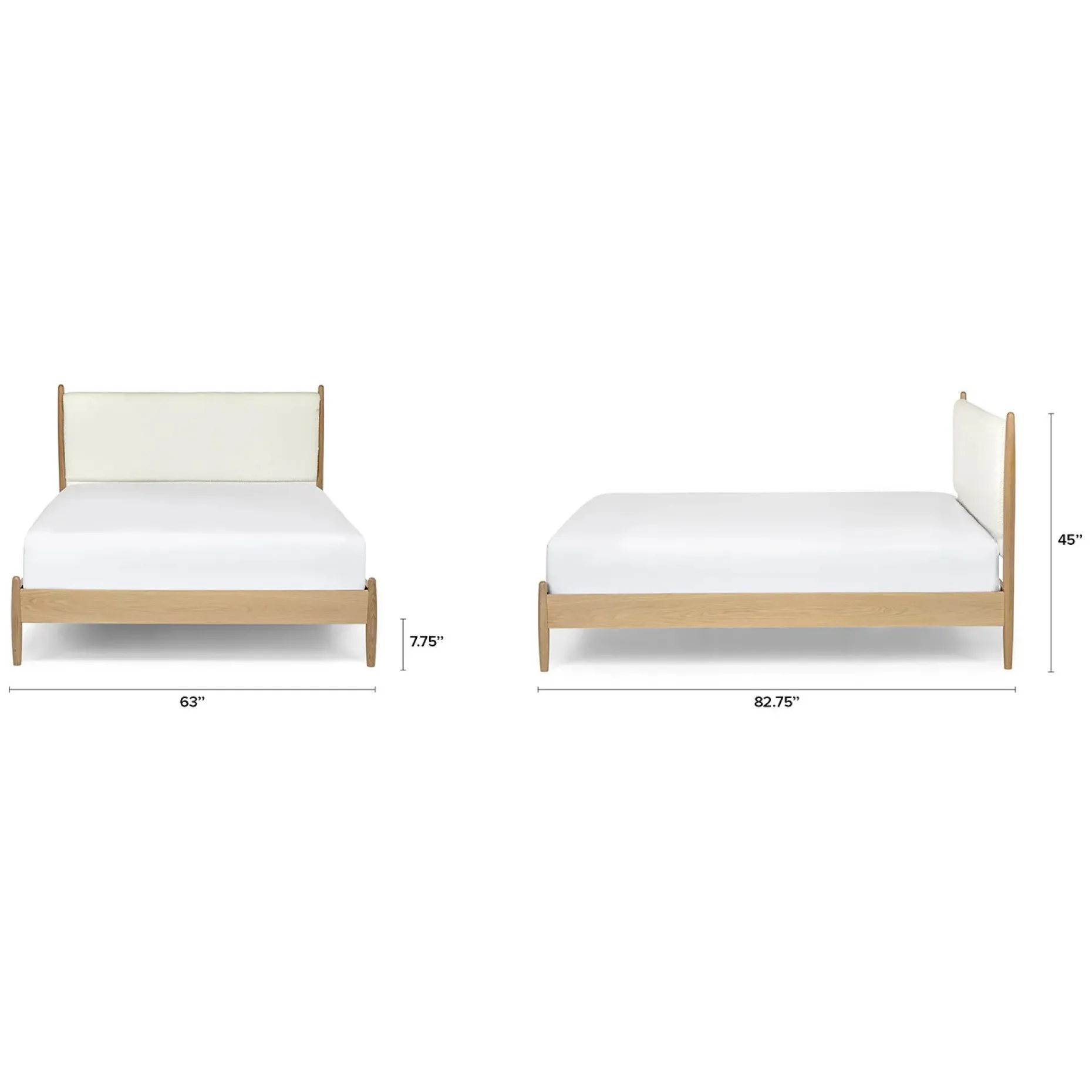 Lenia Queen Upholstered Bed - White Oak and Lunaria White Bouclé