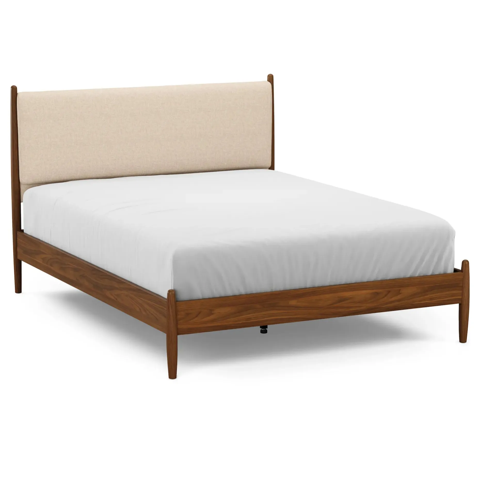 Lenia Queen Upholstered Bed - Walnut and Hestia Buff