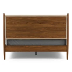 Lenia Queen Upholstered Bed - Walnut and Hestia Buff