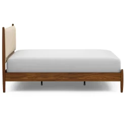 Lenia Queen Upholstered Bed - Walnut and Hestia Buff