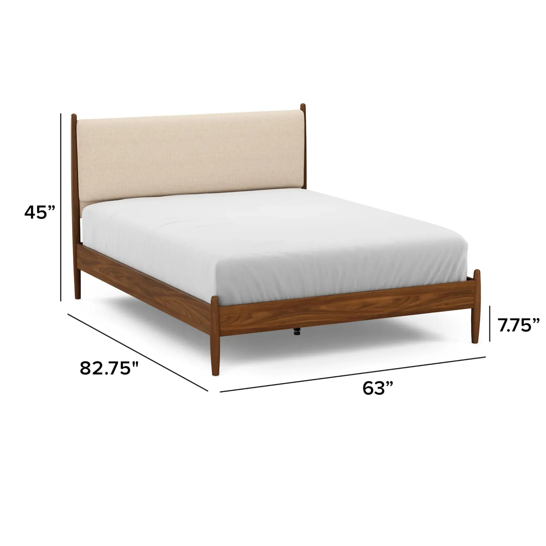 Lenia Queen Upholstered Bed - Walnut and Hestia Buff