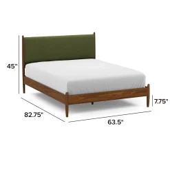Lenia Queen Upholstered Bed - Walnut and Flou Moss