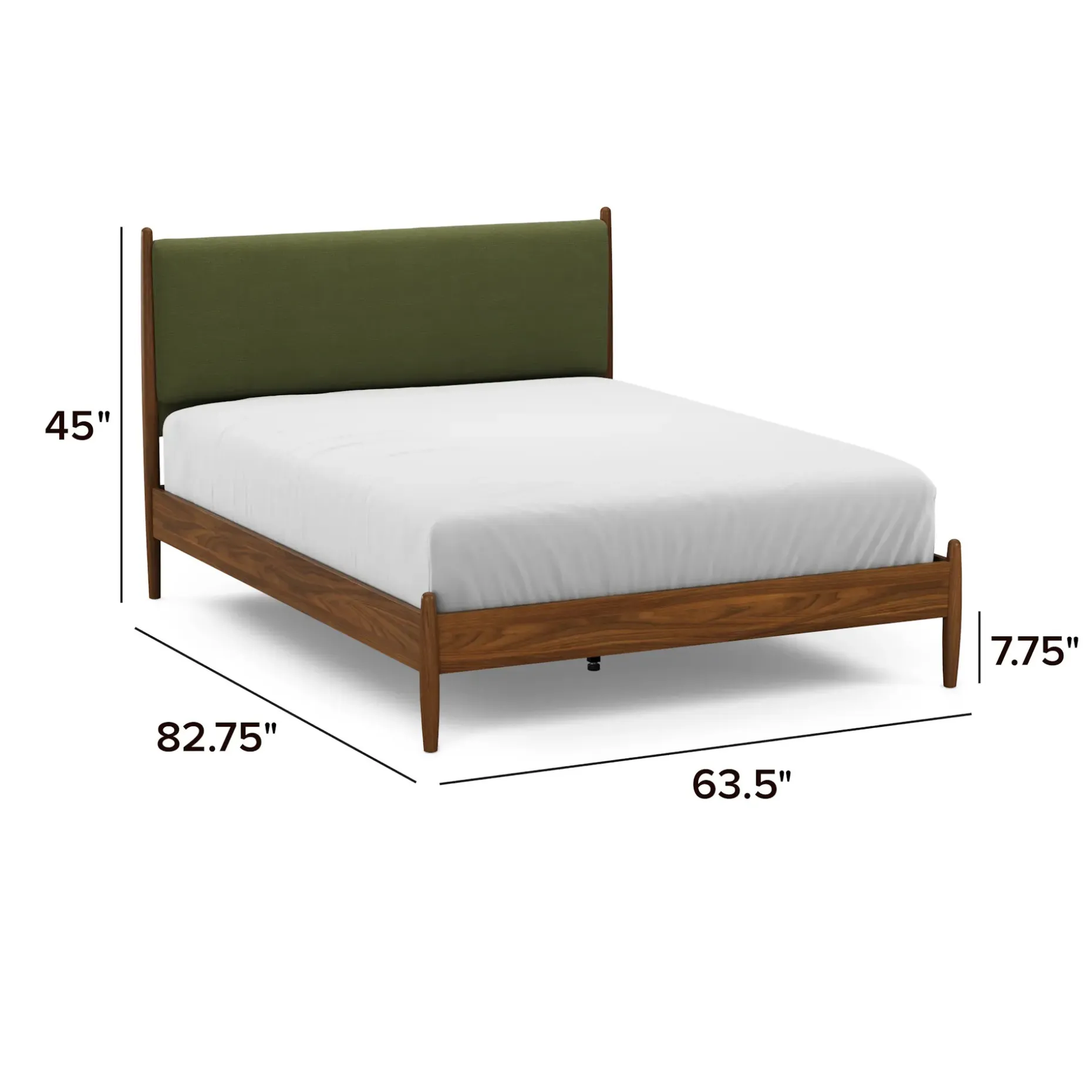 Lenia Queen Upholstered Bed - Walnut and Flou Moss