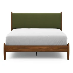Lenia Queen Upholstered Bed - Walnut and Flou Moss
