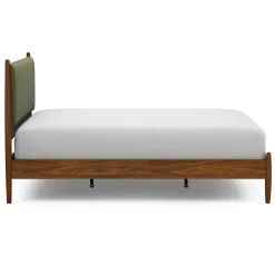 Lenia Queen Upholstered Bed - Walnut and Flou Moss