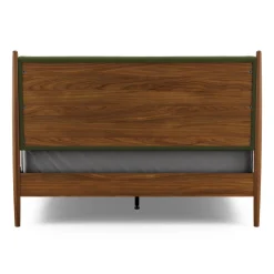 Lenia Queen Upholstered Bed - Walnut and Flou Moss