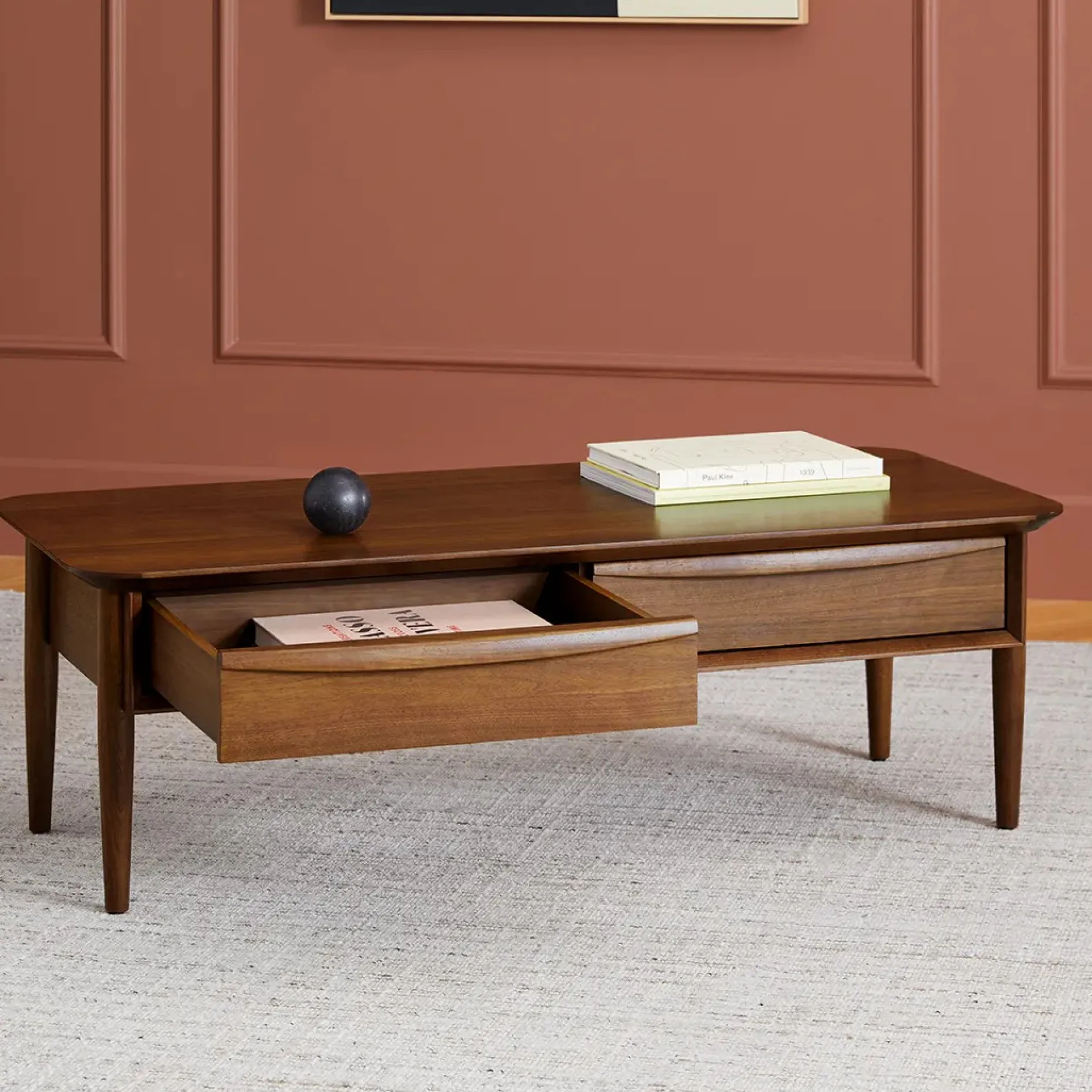 Lenia 46" Storage Coffee Table - Walnut