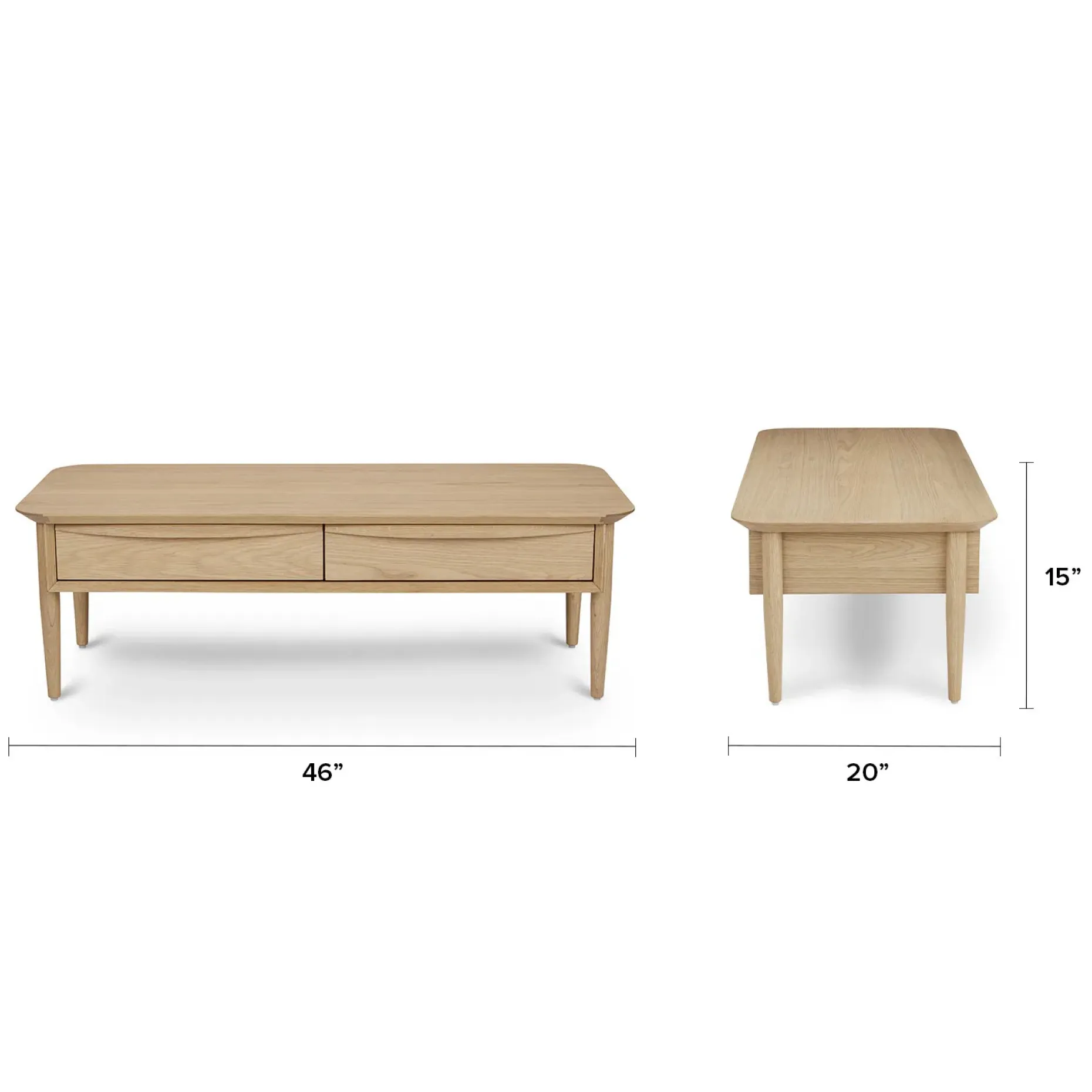 Lenia 46" Storage Coffee Table - White Oak
