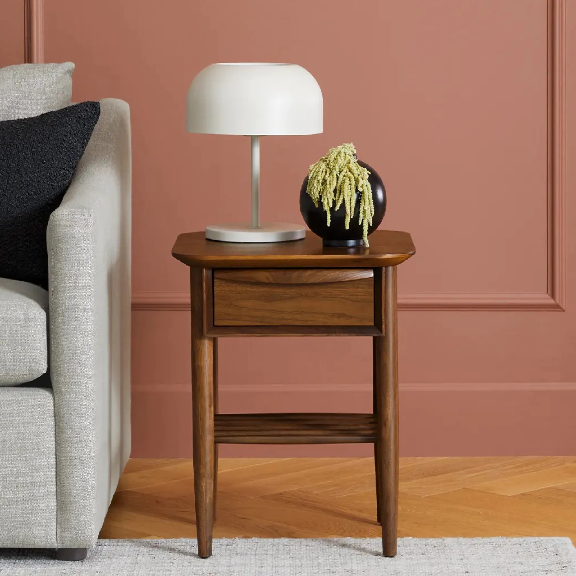 Lenia Storage Side Table - Walnut