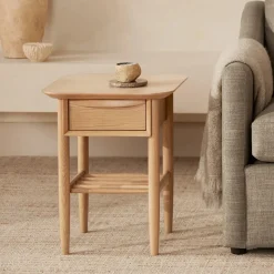 Lenia Storage Side Table - White Oak