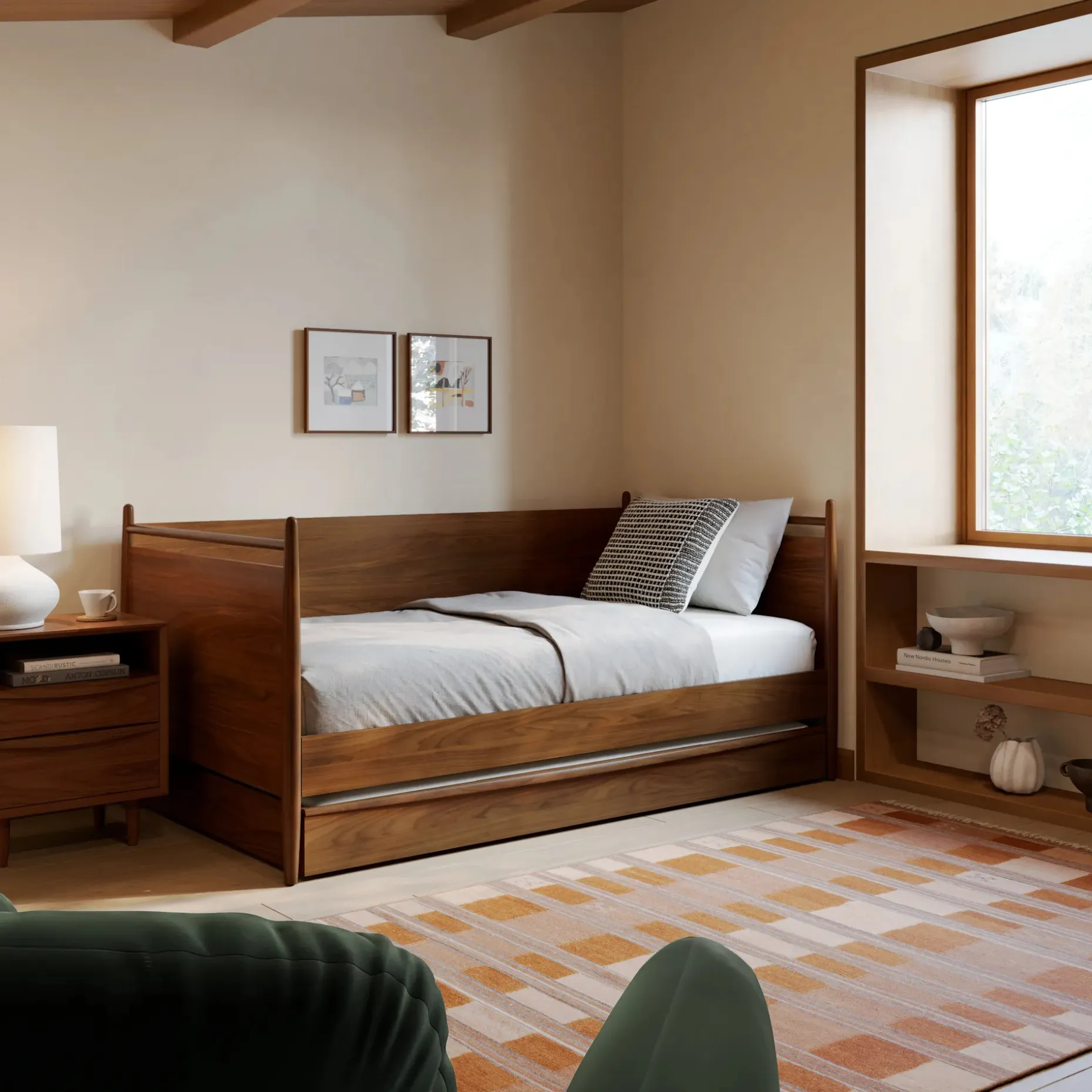 Lenia Twin Daybed with Trundle - Walnut