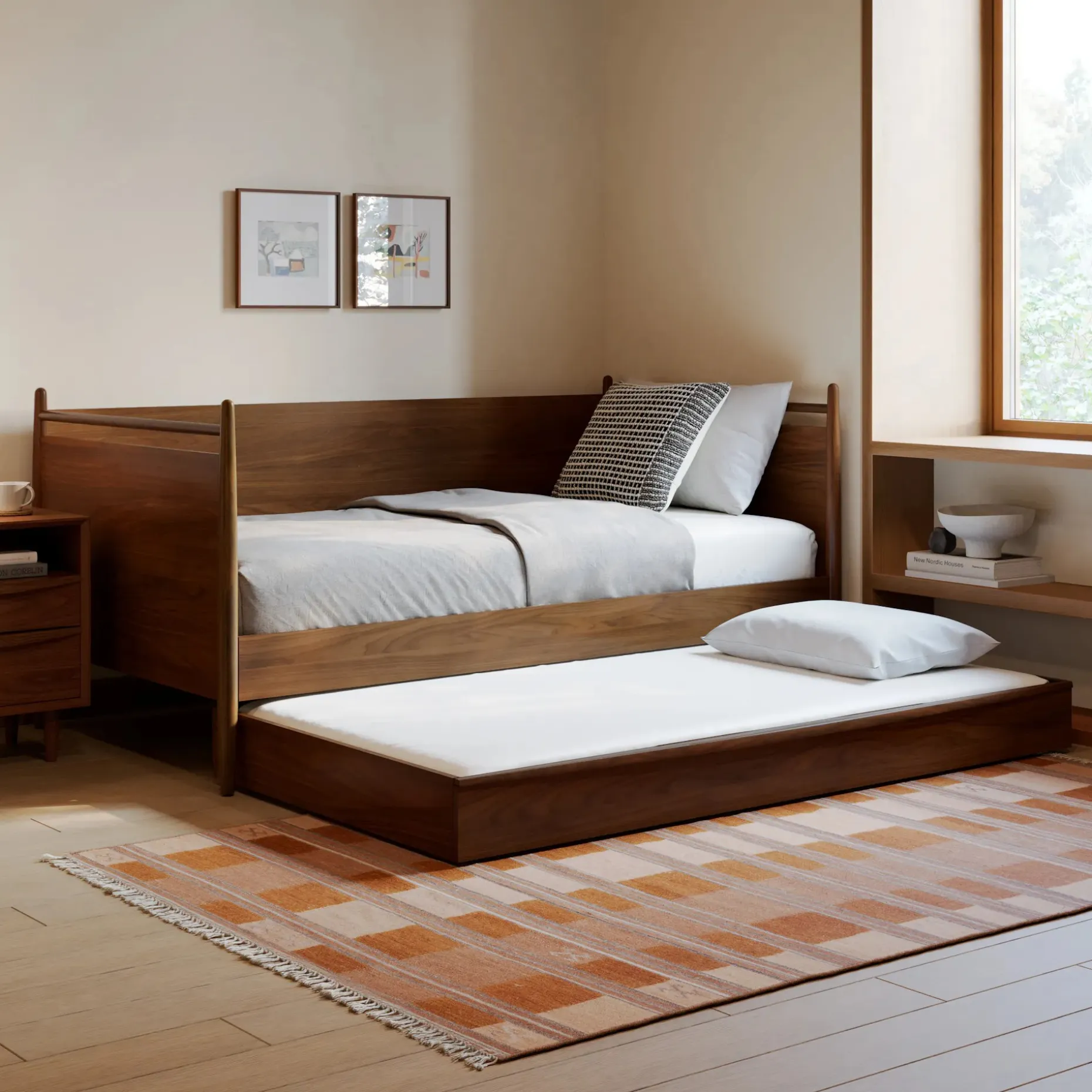 Lenia Twin Daybed with Trundle - Walnut