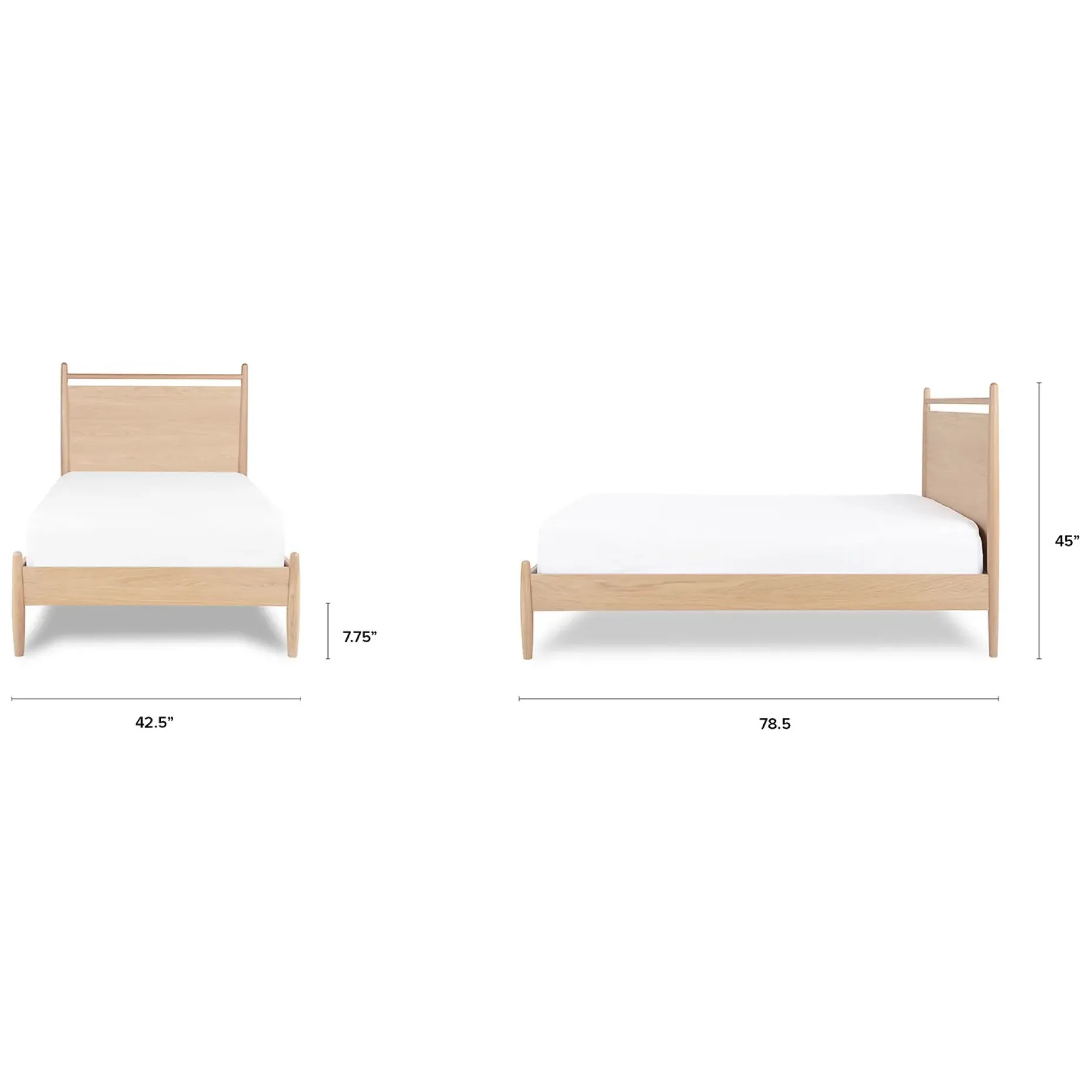 Lenia Twin Panel Bed - White Oak