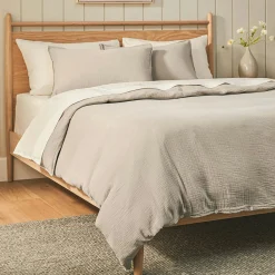 Leni King Cotton Gauze Duvet Cover - Taupe