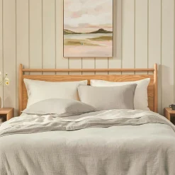 Leni King Cotton Gauze Duvet Cover - Taupe