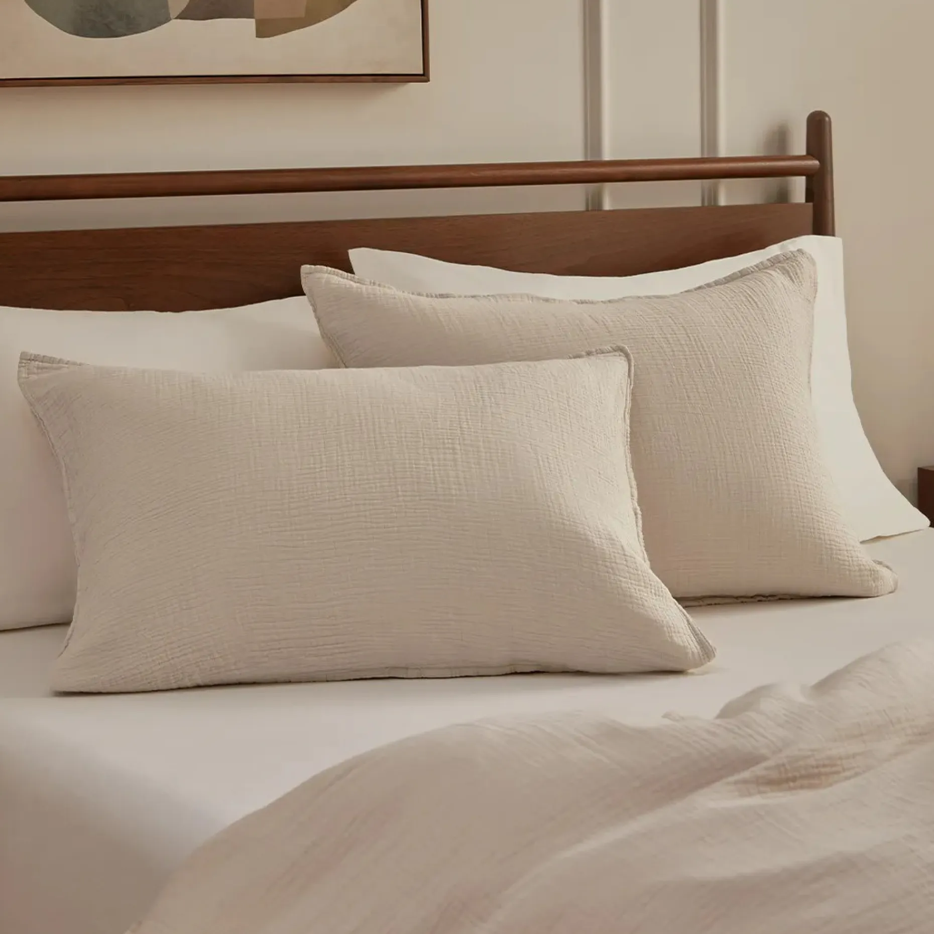 Leni King Cotton Gauze Sham Set - Taupe