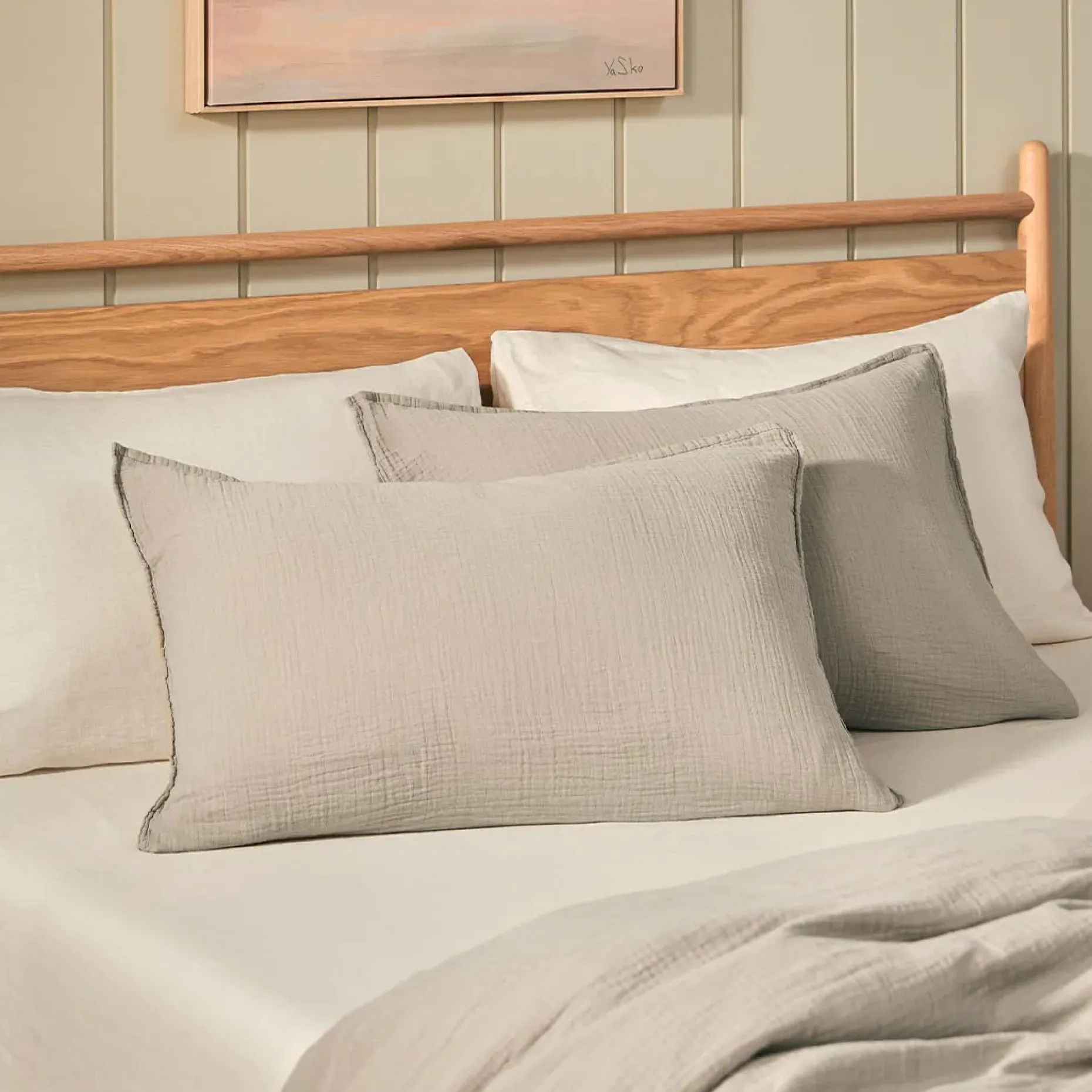 Leni King Cotton Gauze Sham Set - Light Taupe