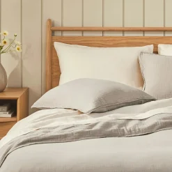 Leni King Cotton Gauze Sham Set - Light Taupe