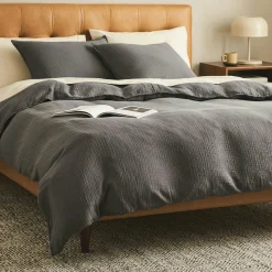 Leni Queen Cotton Gauze Duvet Cover - Charcoal