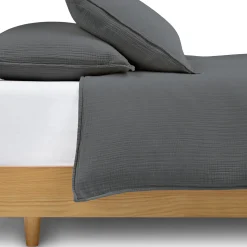 Leni Queen Cotton Gauze Duvet Cover - Charcoal