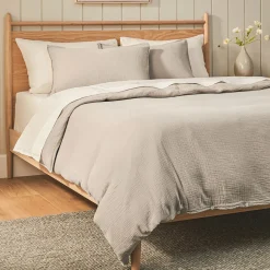 Leni Queen Cotton Gauze Duvet Cover - Taupe