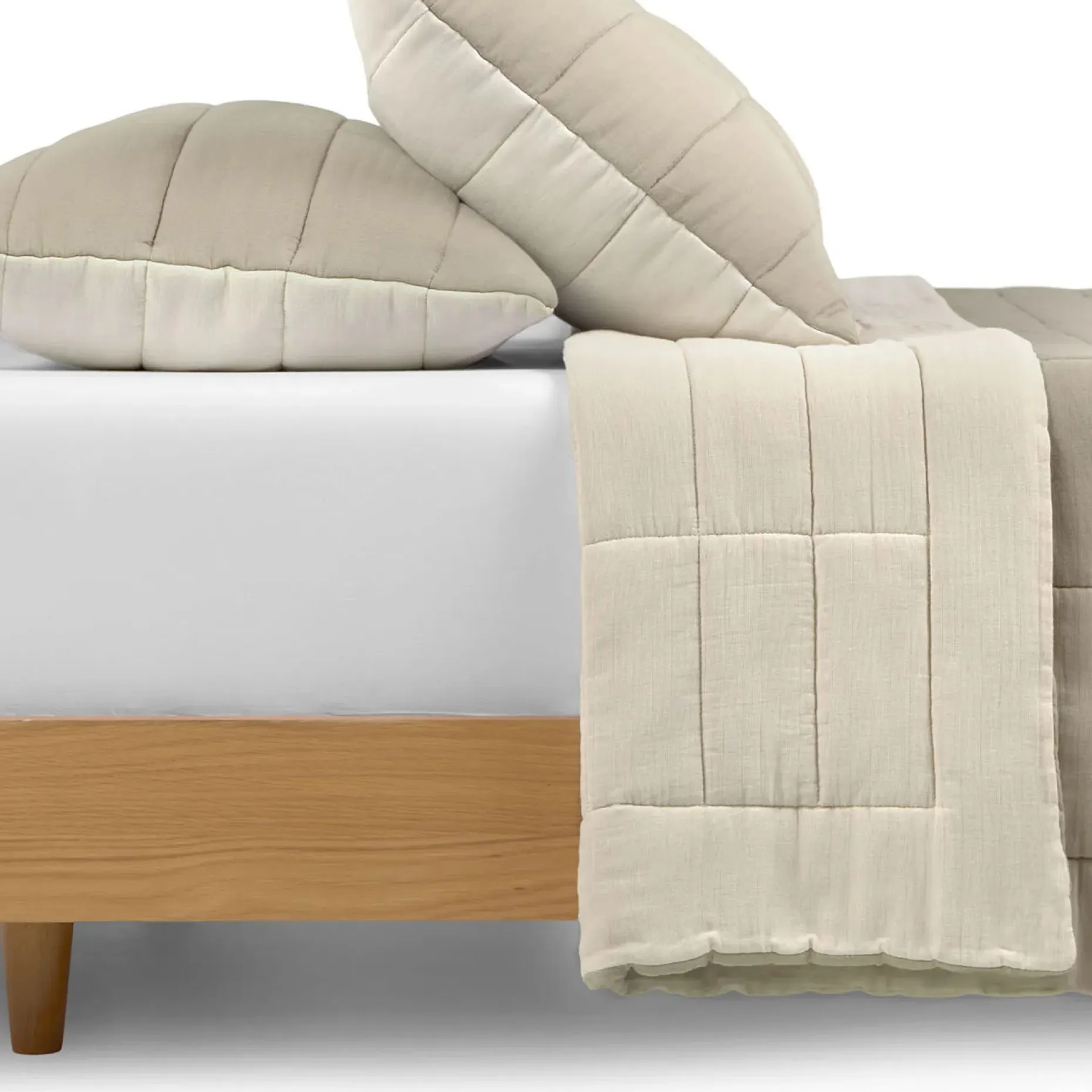 Leni Queen Cotton Gauze Quilt - Duo Taupe