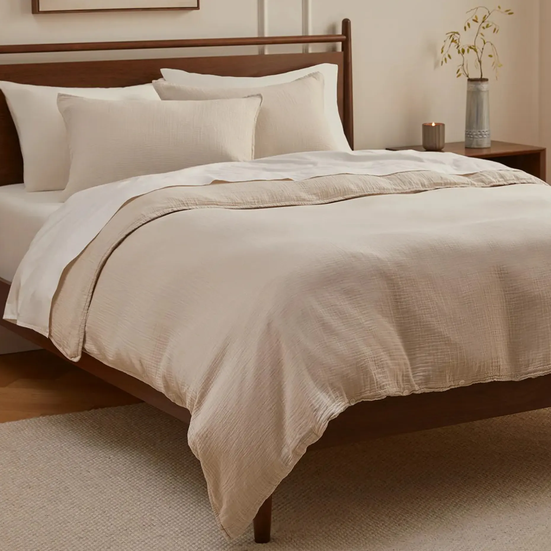 Leni Standard Cotton Gauze Sham Set - Taupe