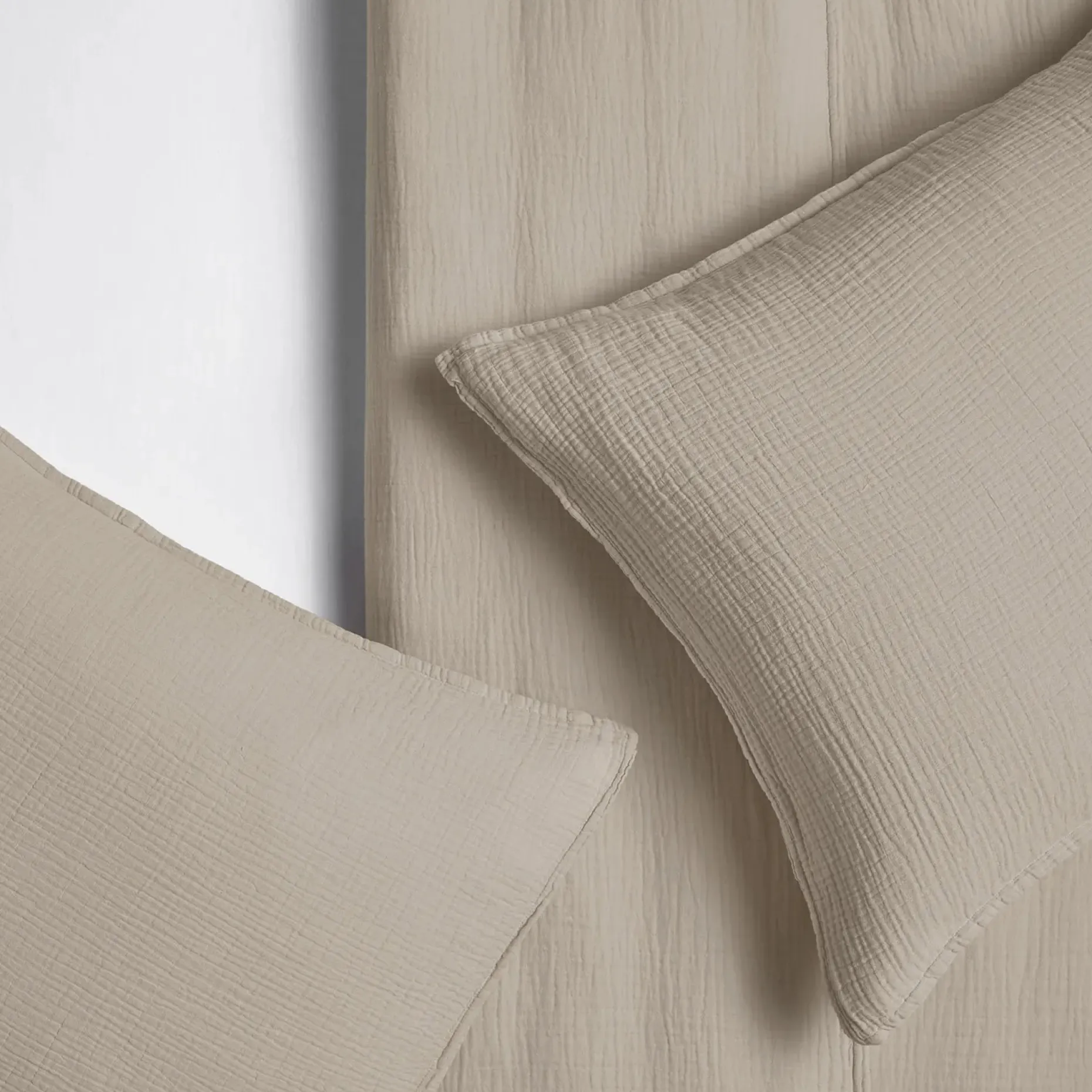Leni Standard Cotton Gauze Sham Set - Taupe