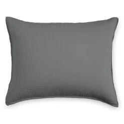 Leni Standard Cotton Gauze Sham Set - Charcoal