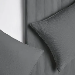 Leni Standard Cotton Gauze Sham Set - Charcoal