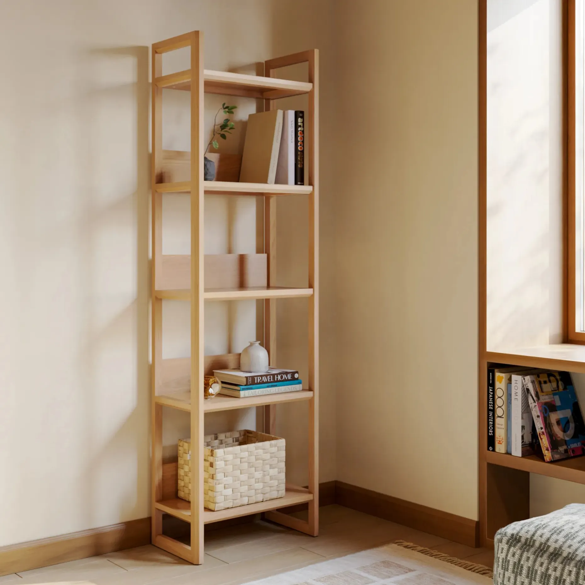 Lilya 23" Shelving Unit, Narrow - White Oak