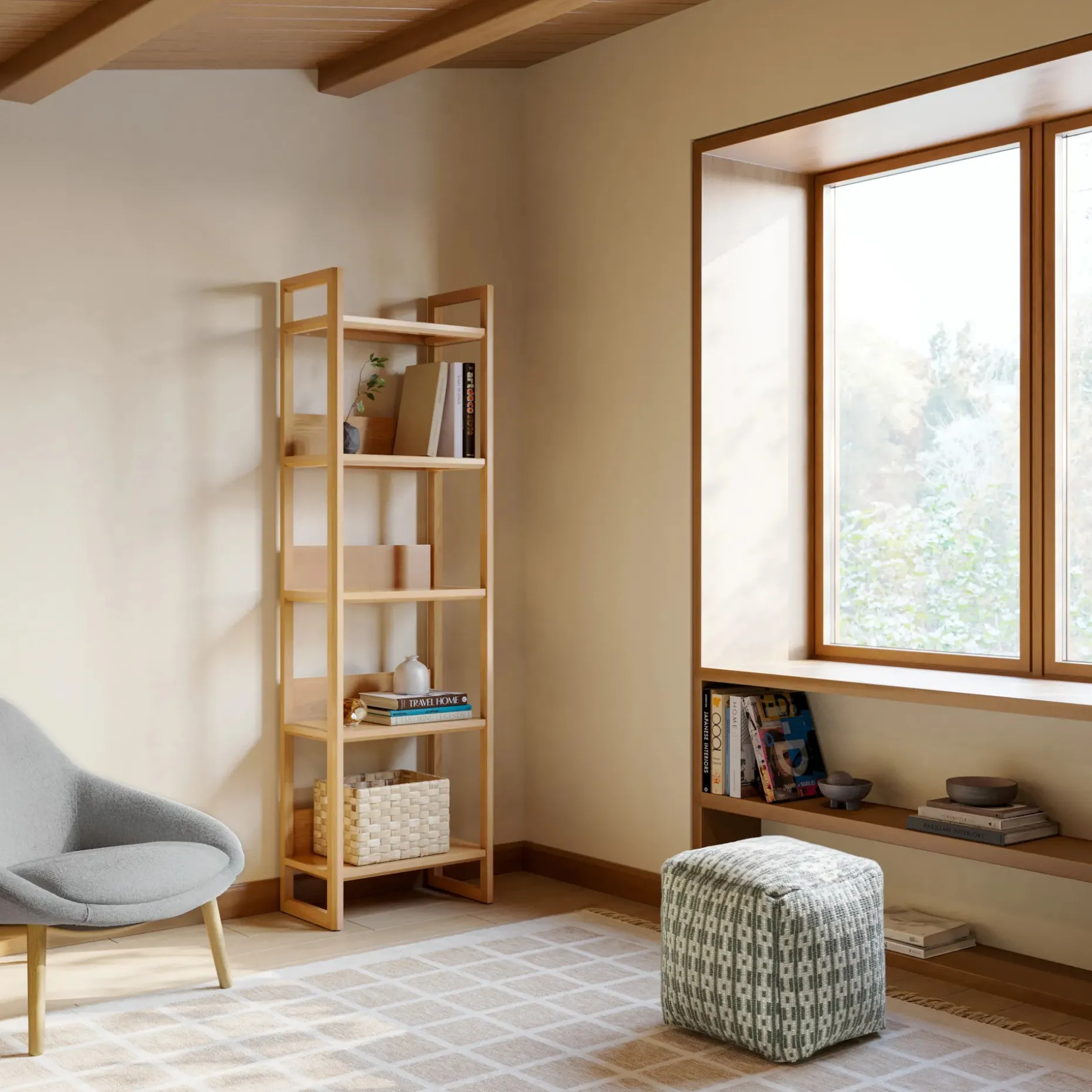 Lilya 23" Shelving Unit, Narrow - White Oak