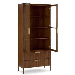 Liv 35.25" Glass Cabinet - Walnut