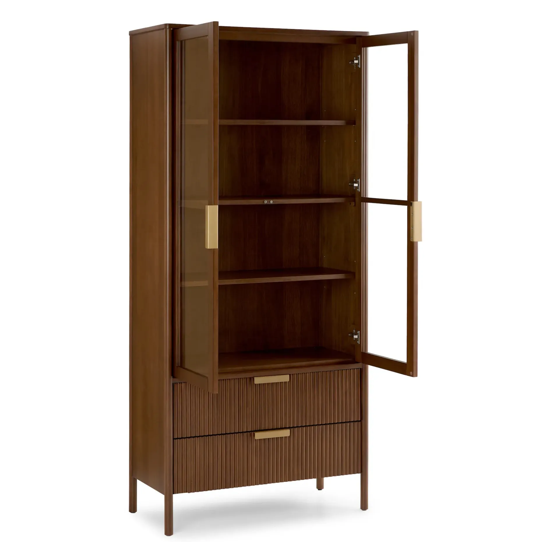 Liv 35.25" Glass Cabinet - Walnut