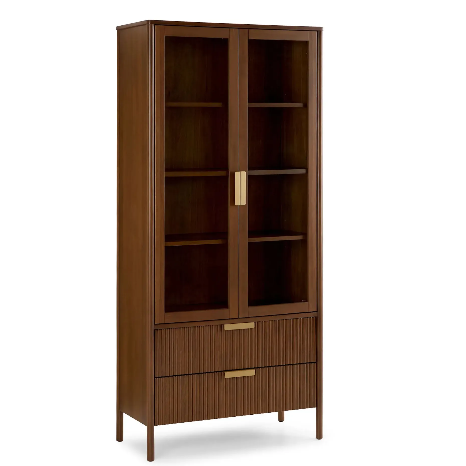 Liv 35.25" Glass Cabinet - Walnut