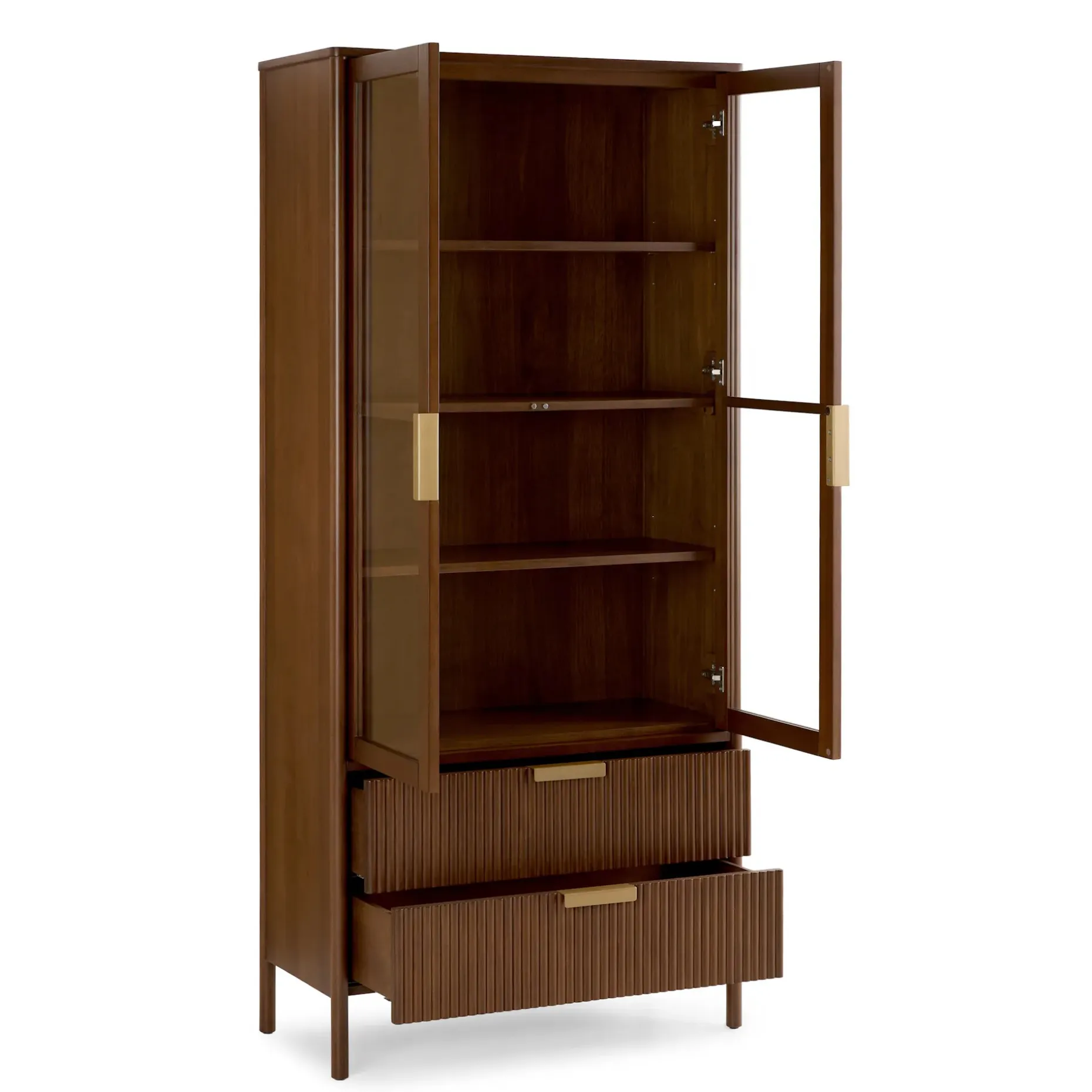 Liv 35.25" Glass Cabinet - Walnut