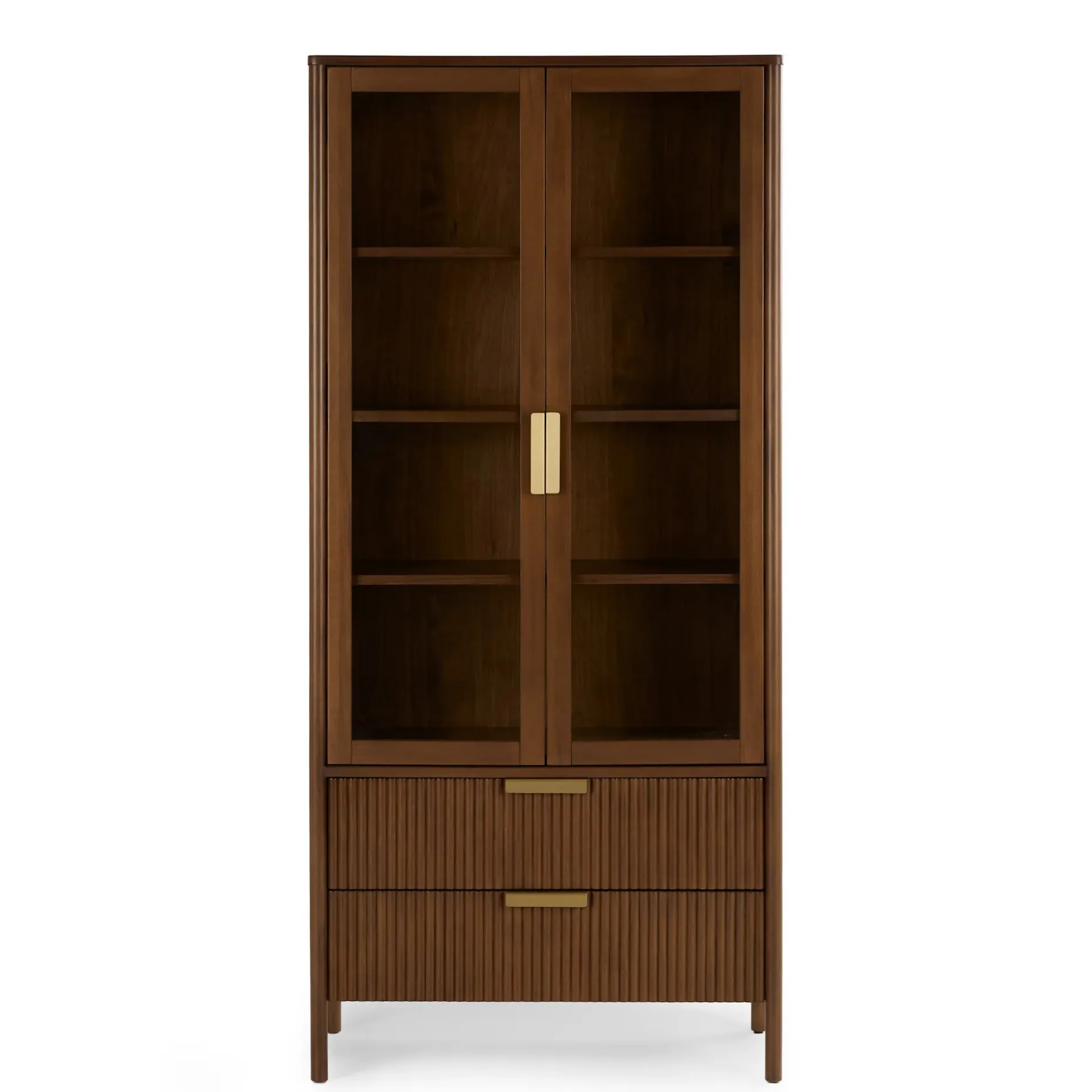 Liv 35.25" Glass Cabinet - Walnut
