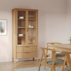 Liv 35.25" Glass Cabinet - White Oak