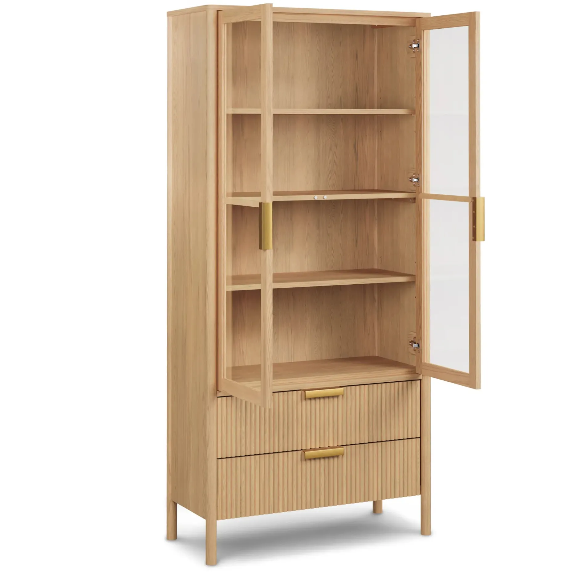 Liv 35.25" Glass Cabinet - White Oak