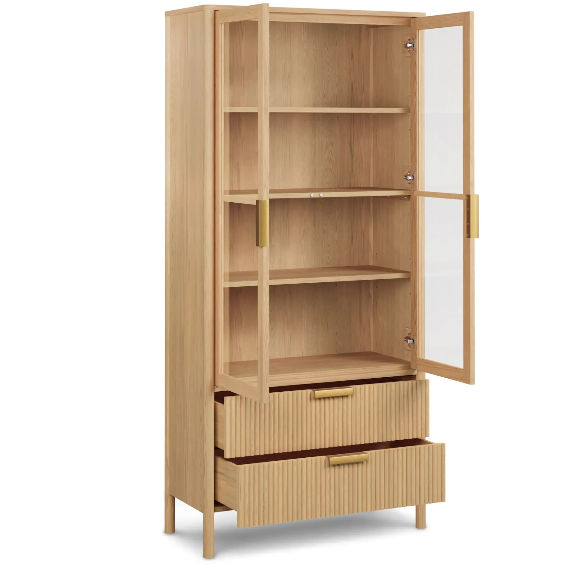 Liv 35.25" Glass Cabinet - White Oak
