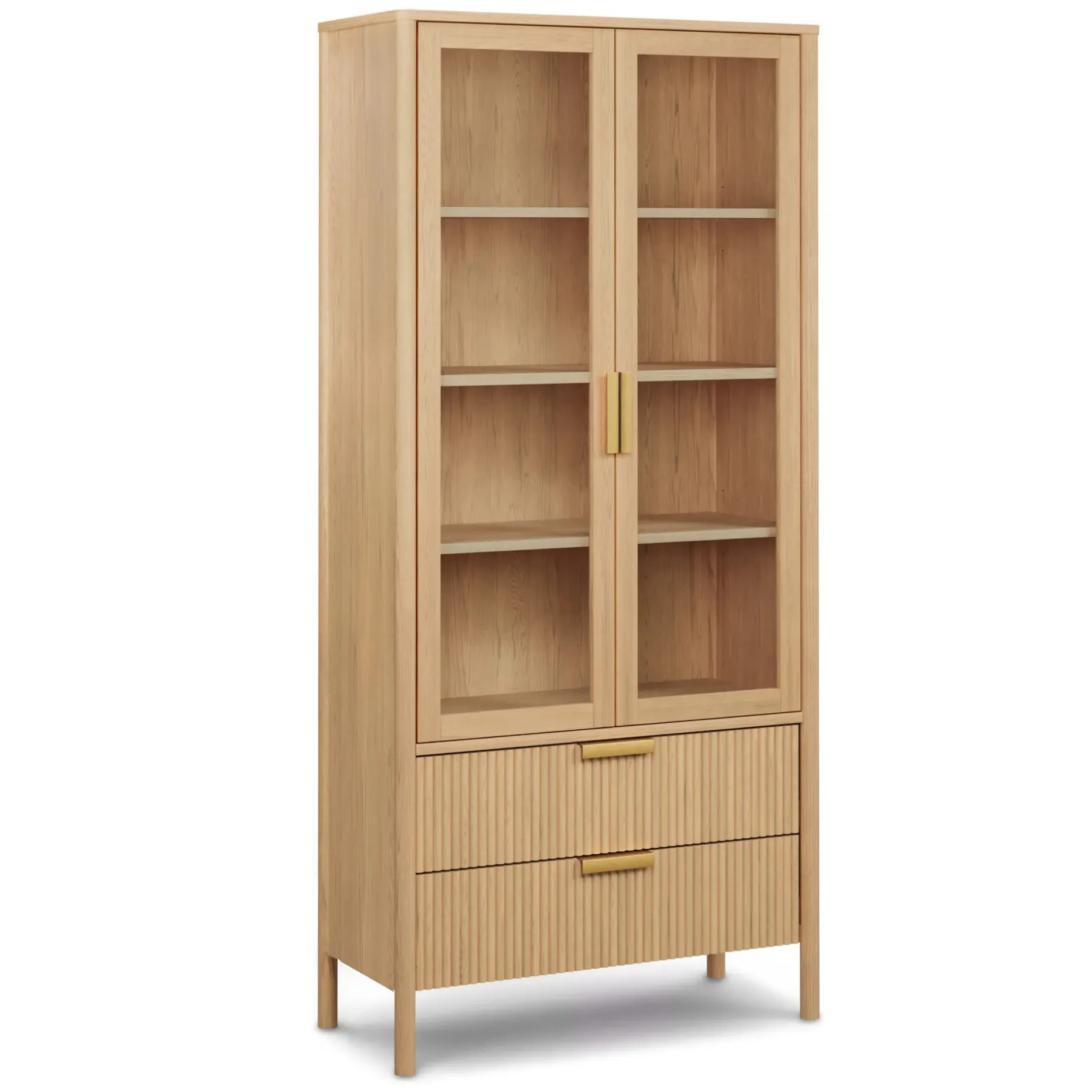 Liv 35.25" Glass Cabinet - White Oak