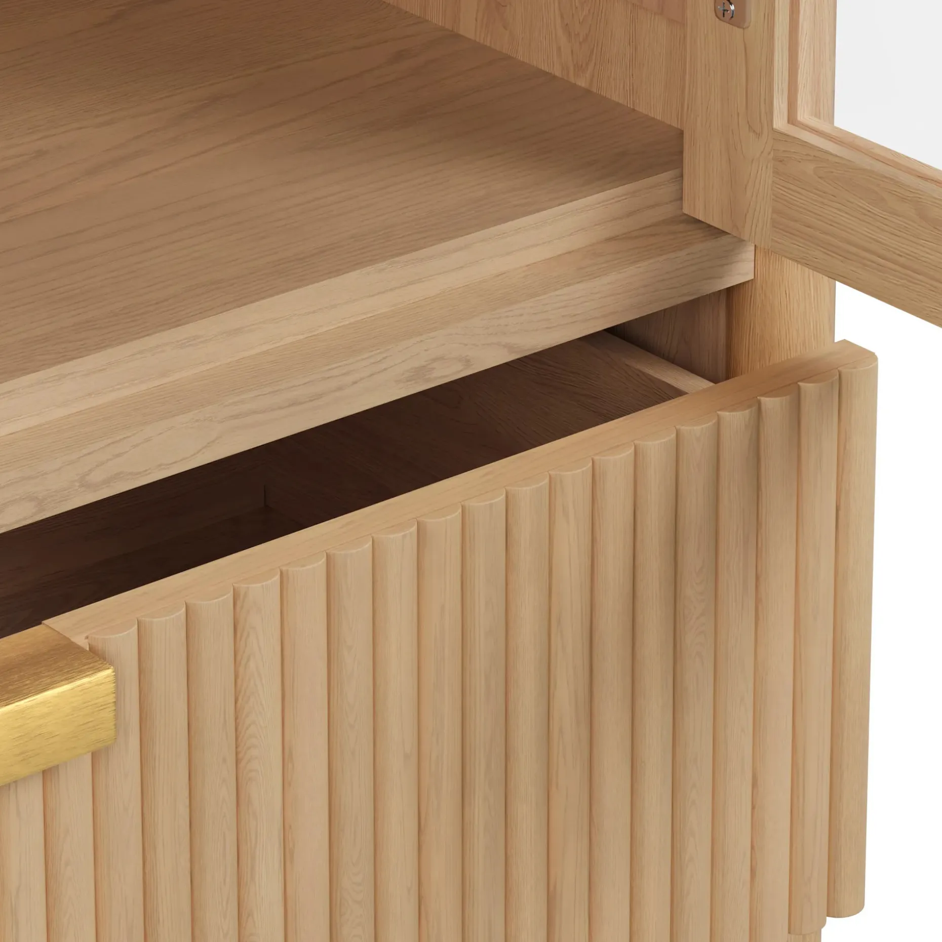 Liv 35.25" Glass Cabinet - White Oak